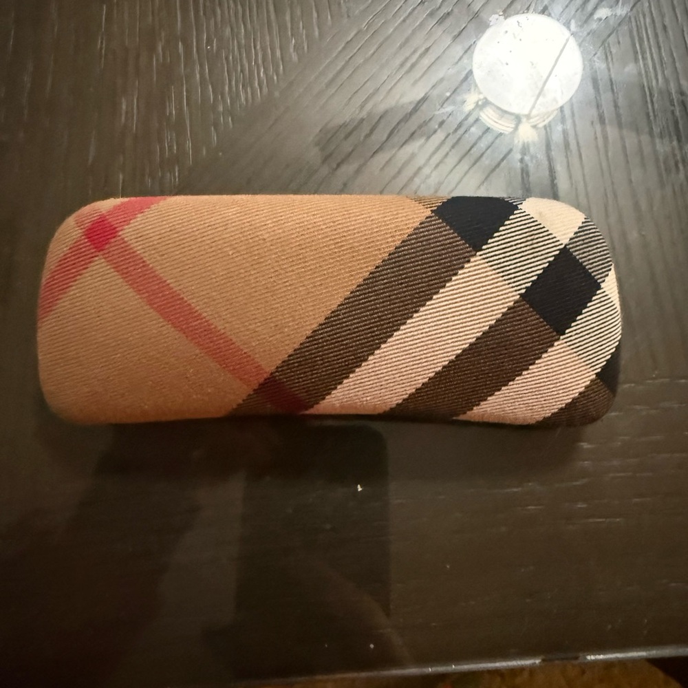 Burberry Beige and Red Plaid Glasses Case